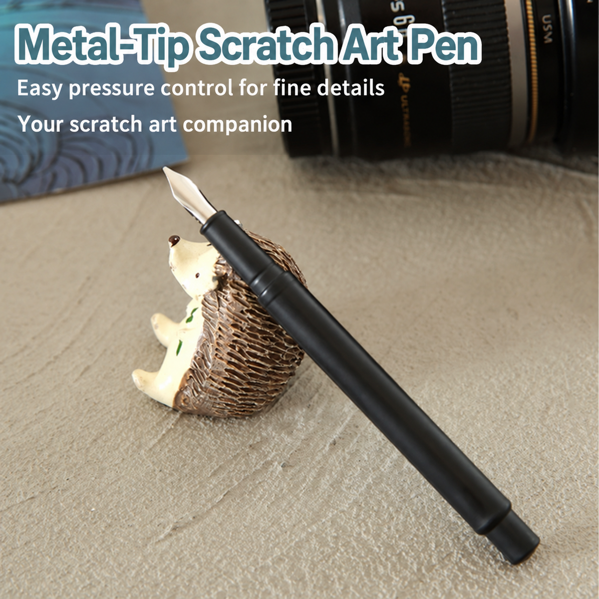 YUELU metal-tip scratch art pen with English feature text