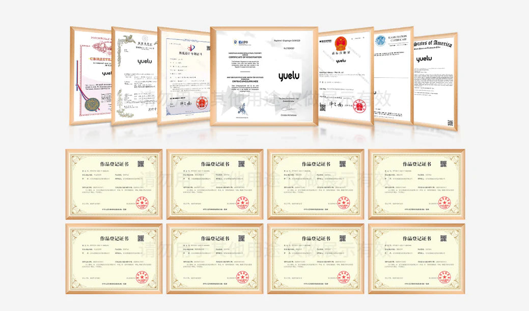 A collection of Yuelu trademark and creative work registration certificates